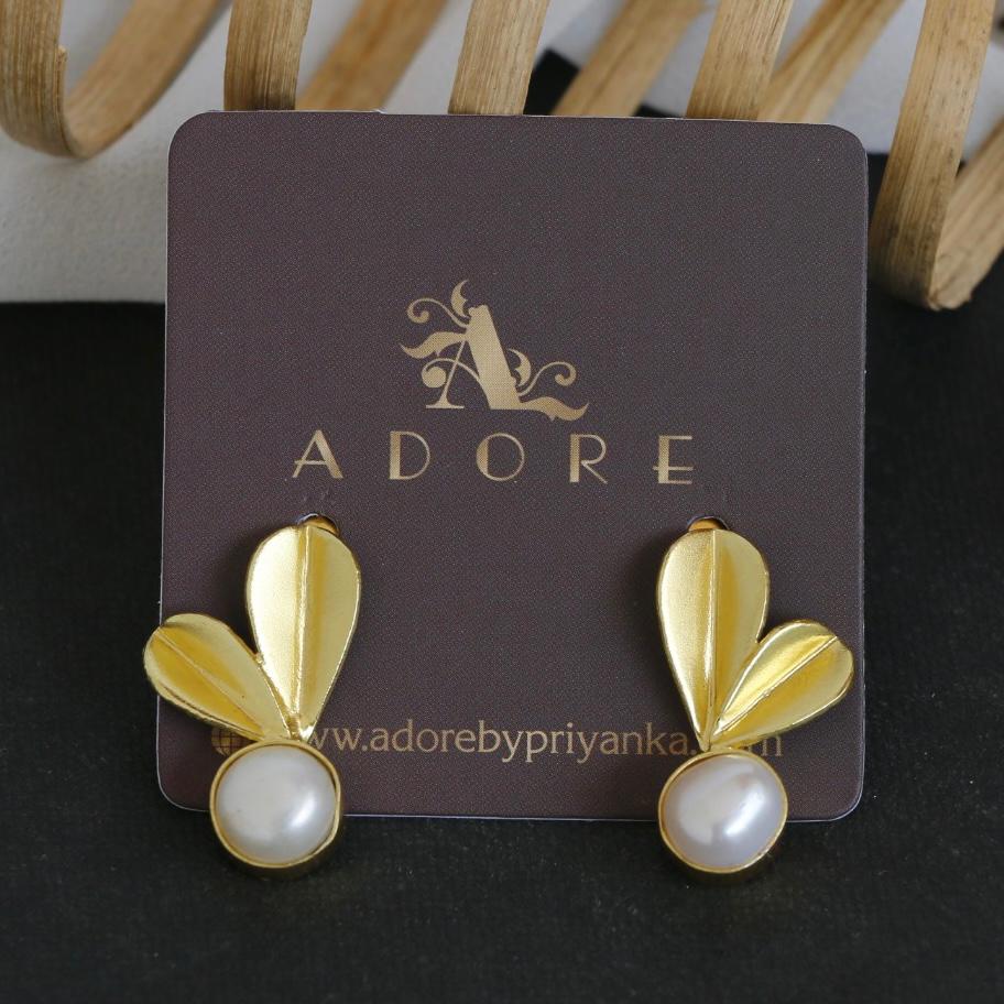 Golden Half Flower Baroque Earrings