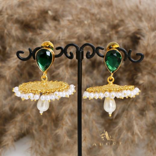 Manviya Top Glossy With Pearl Jhumka