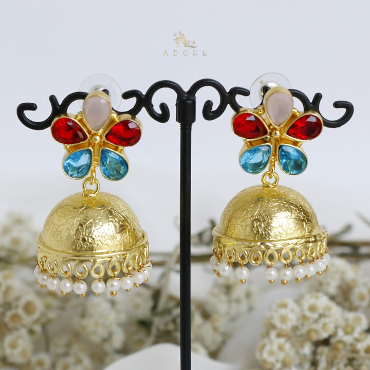 Tejaswini Multicolour Glossy Flower Jhumka