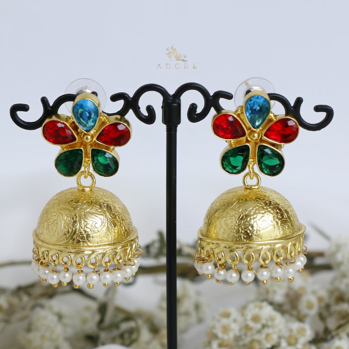 Tejaswini Multicolour Glossy Flower Jhumka