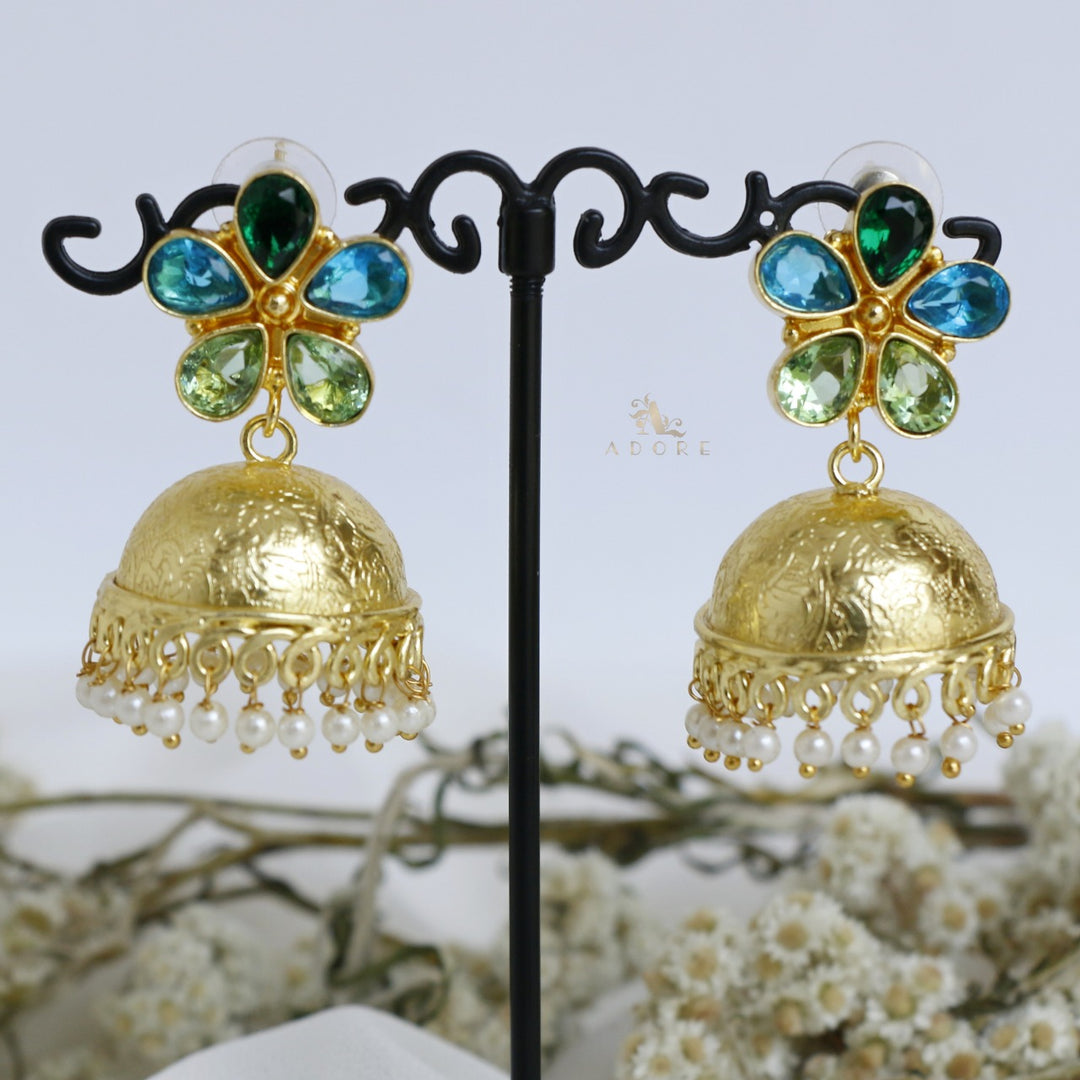 Tejaswini Multicolour Glossy Flower Jhumka