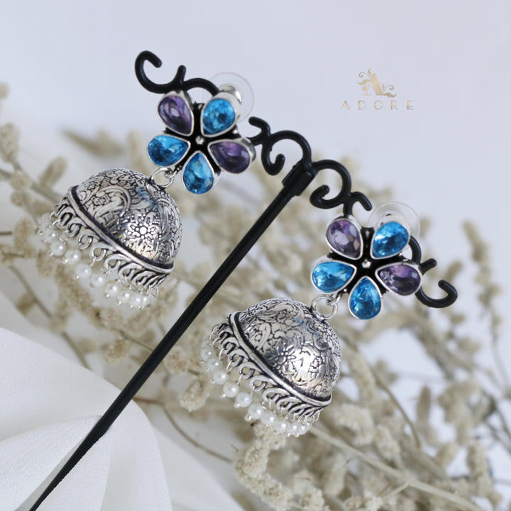 Anushka 5 Stone Flower Jhumka Earring