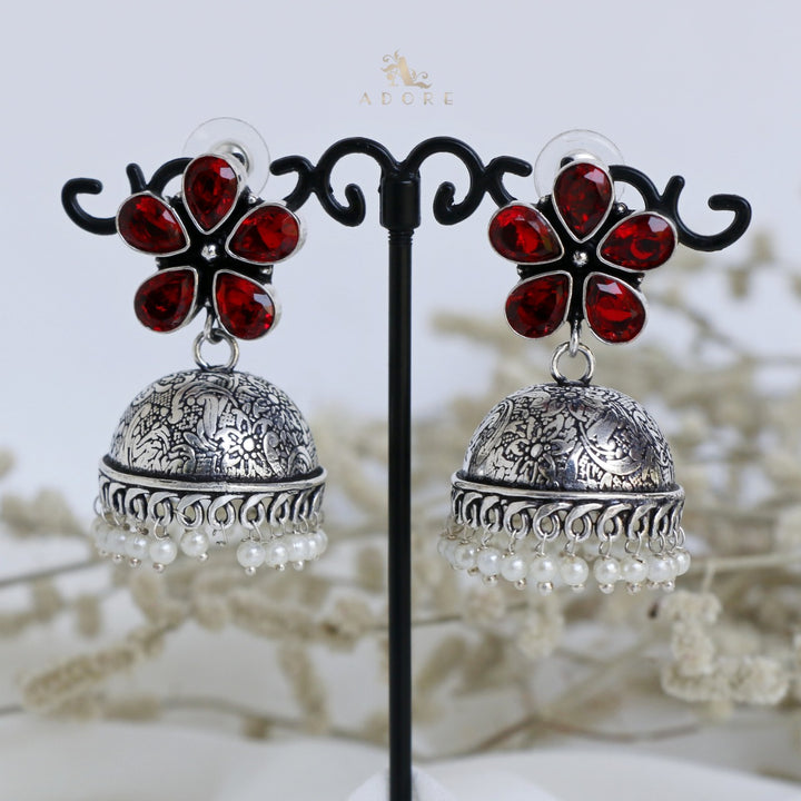 Anushka 5 Stone Flower Jhumka Earring