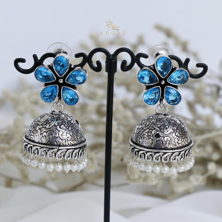 Anushka 5 Stone Flower Jhumka Earring