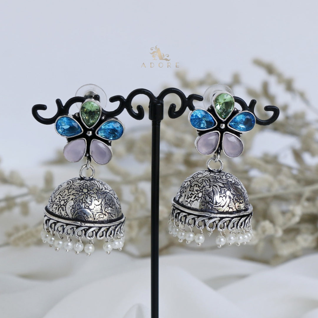 Anushka 5 Stone Flower Jhumka Earring