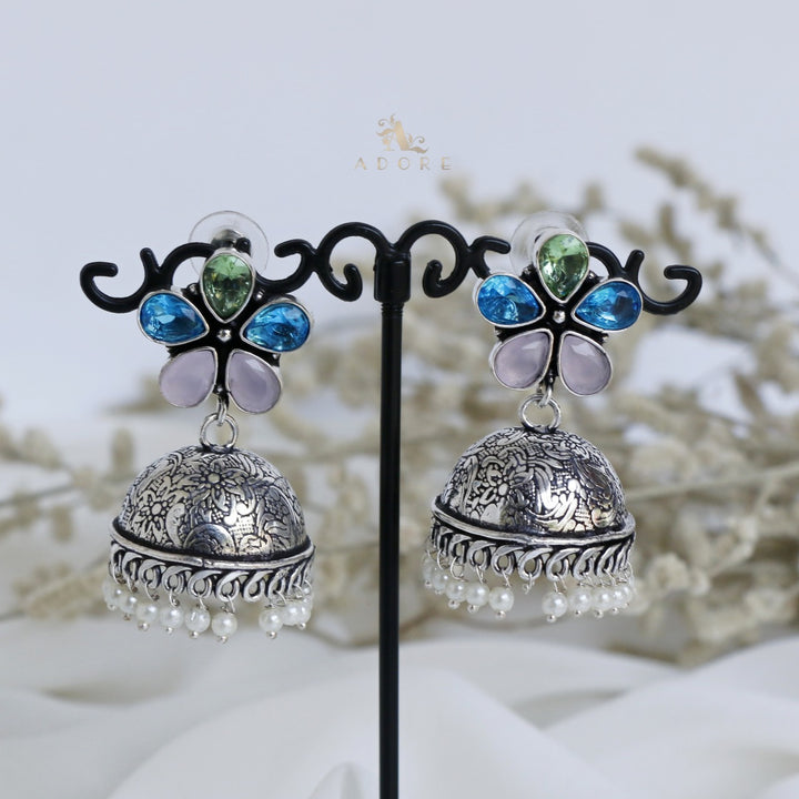 Anushka 5 Stone Flower Jhumka Earring