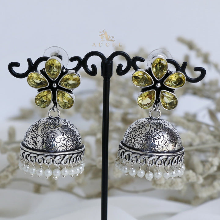 Anushka 5 Stone Flower Jhumka Earring