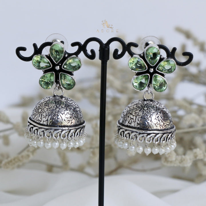 Anushka 5 Stone Flower Jhumka Earring