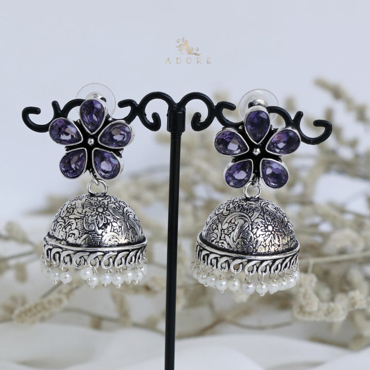 Anushka 5 Stone Flower Jhumka Earring