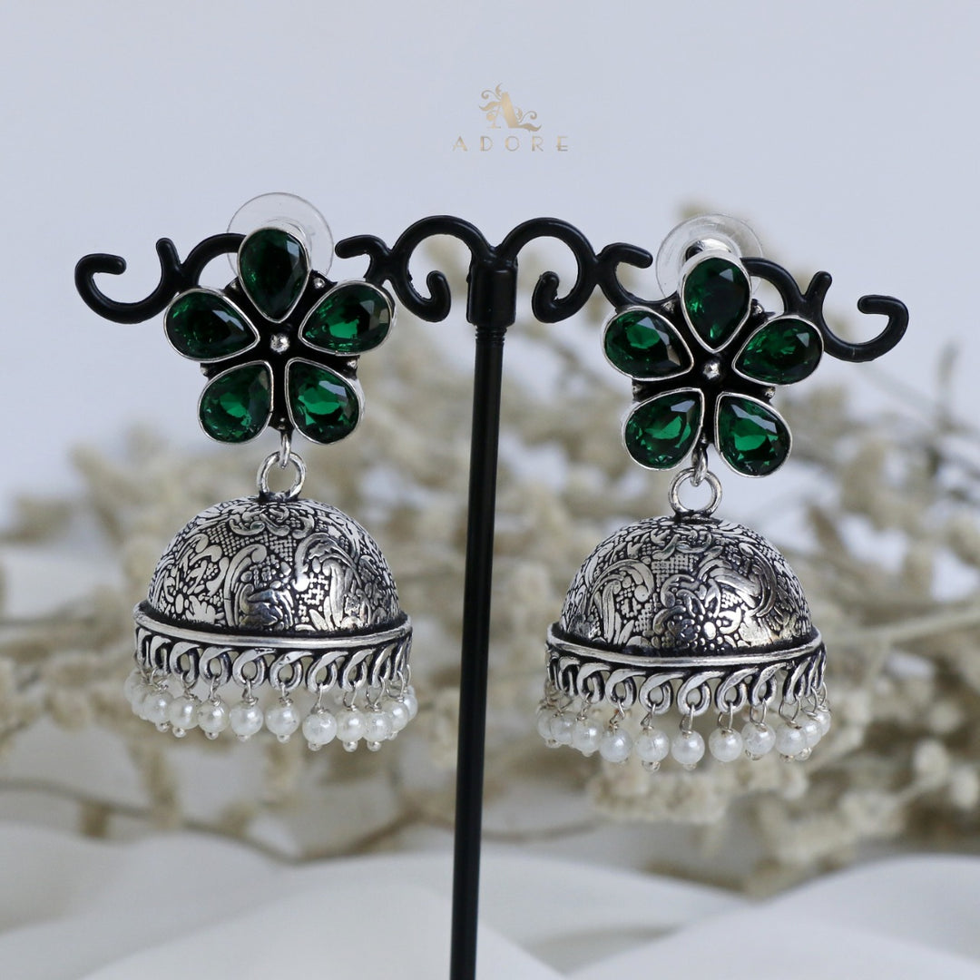 Anushka 5 Stone Flower Jhumka Earring