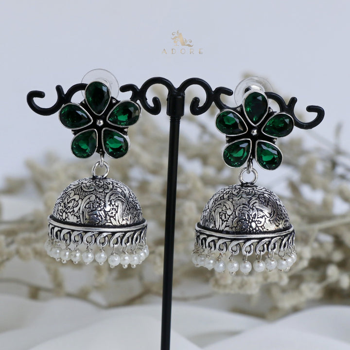 Anushka 5 Stone Flower Jhumka Earring