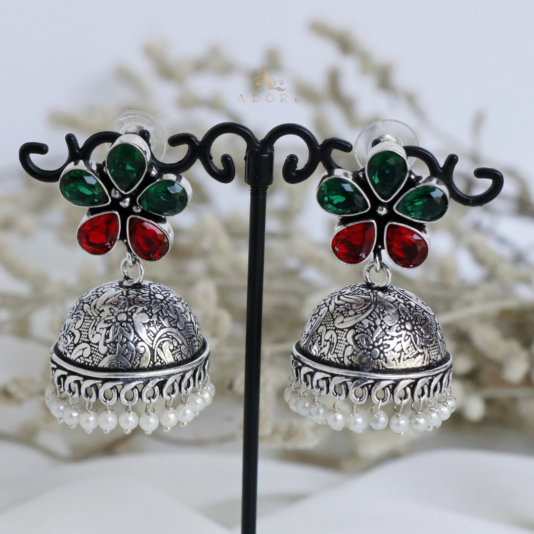 Anushka 5 Stone Flower Jhumka Earring