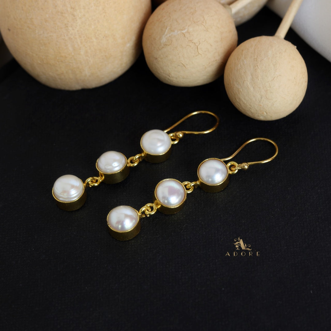 Golden 3 Fresh Water Pearl Earring