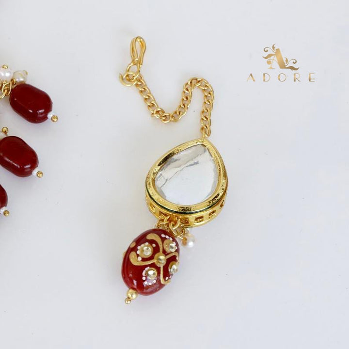 Rudie Kundan Neckpiece With Earring + Tikka