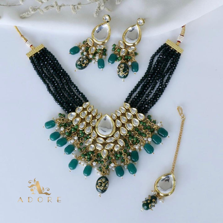 Rudie Kundan Neckpiece With Earring + Tikka