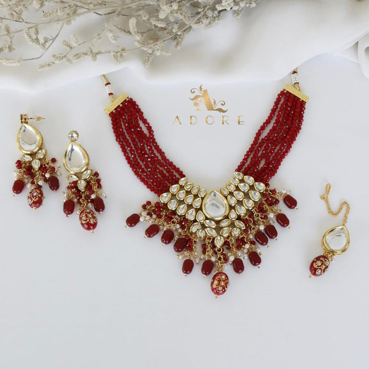 Rudie Kundan Neckpiece With Earring + Tikka