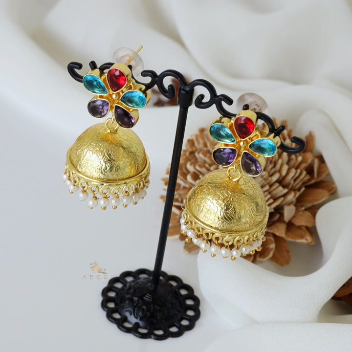 Tejaswini Multicolour Glossy Flower Jhumka
