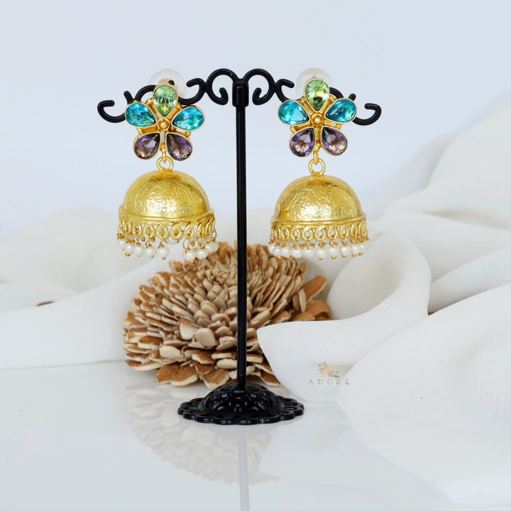 Tejaswini Multicolour Glossy Flower Jhumka
