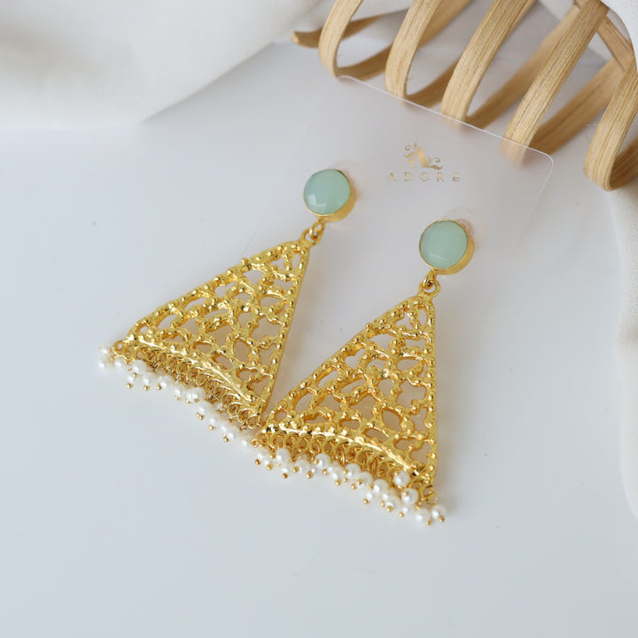 Minimalistic Golden Pyramid Earring