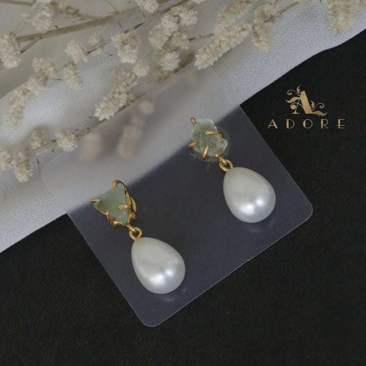 Dhurina Raw Stone Pearl Drop Earring