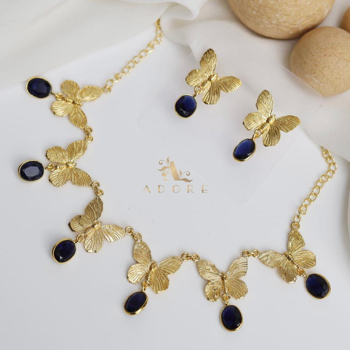 Gold Papillio Neckpiece With Earring
