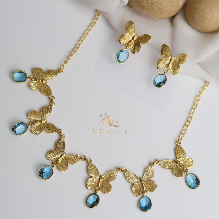 Gold Papillio Neckpiece With Earring