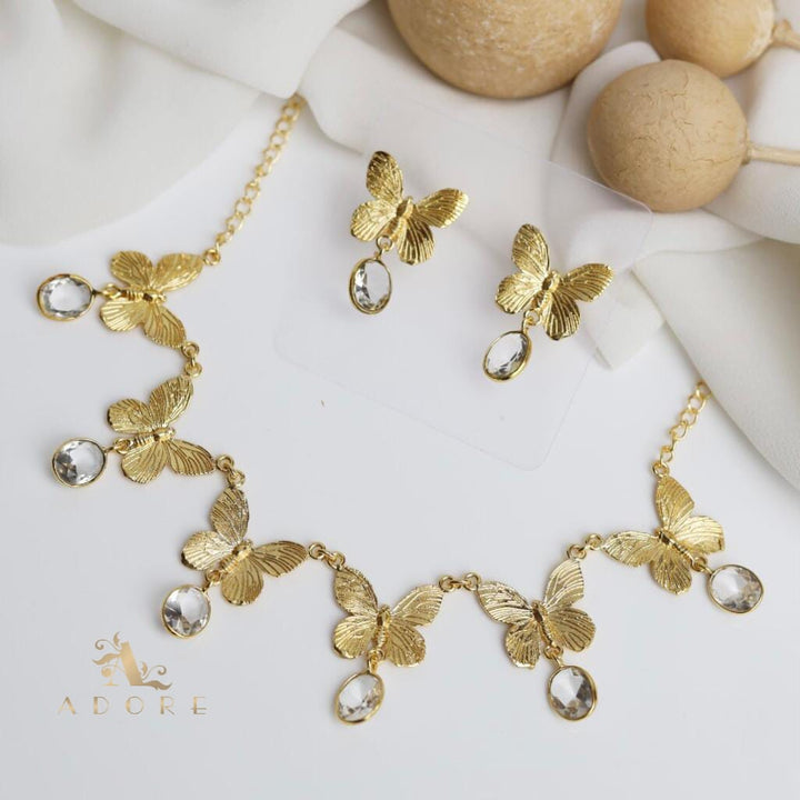 Gold Papillio Neckpiece With Earring