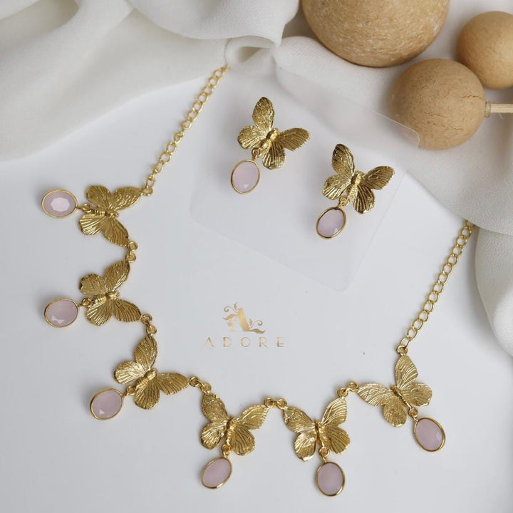 Gold Papillio Neckpiece With Earring