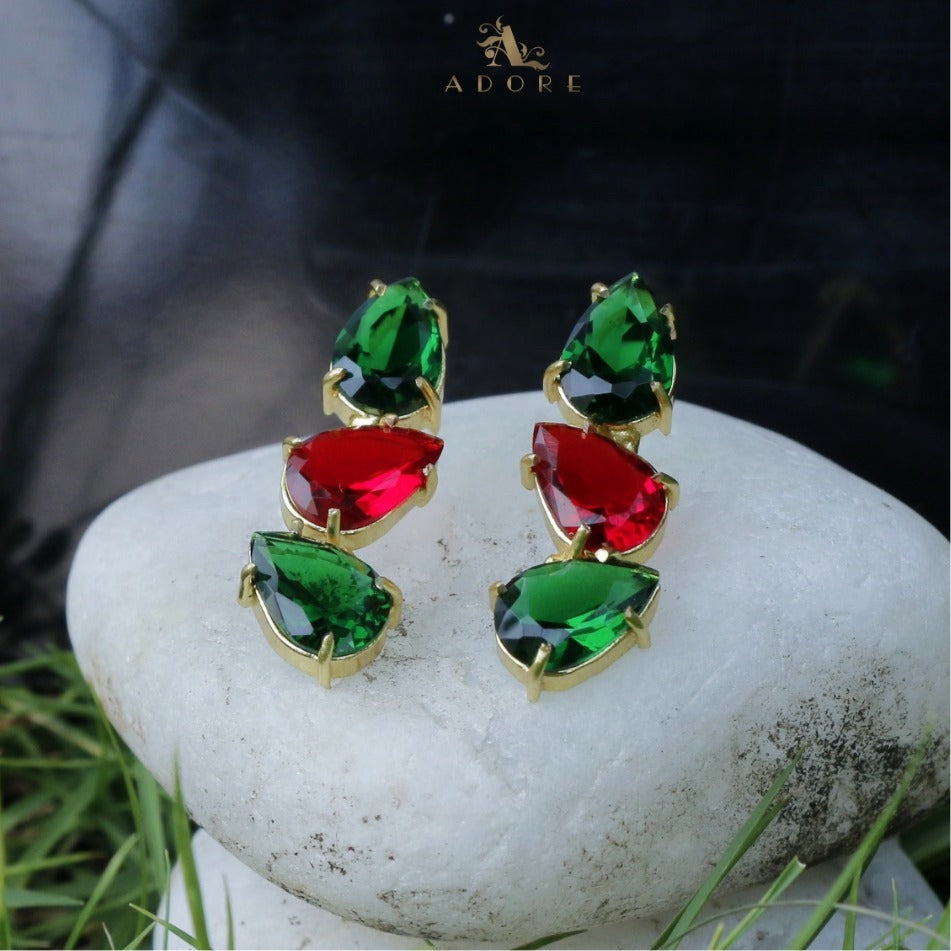 Multicolour Hilaria 3 Stone Earring
