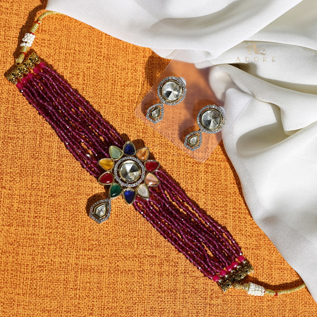 Ridhwi Polki Kundan Flower Choker