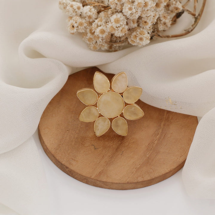 8 Petal Raw Stone Ring (Colour Option)