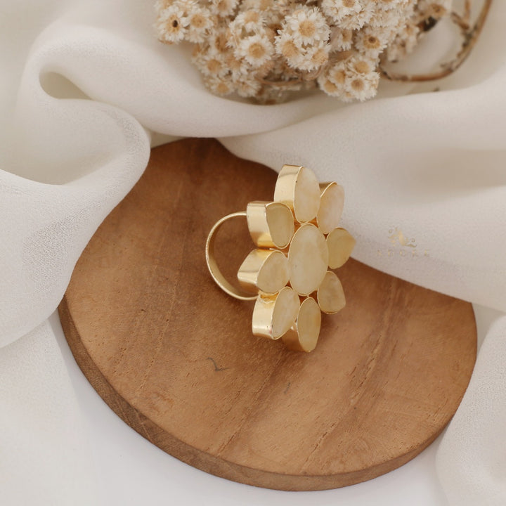 8 Petal Raw Stone Ring (Colour Option)