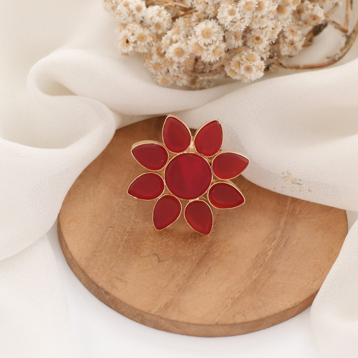 8 Petal Raw Stone Ring (Colour Option)