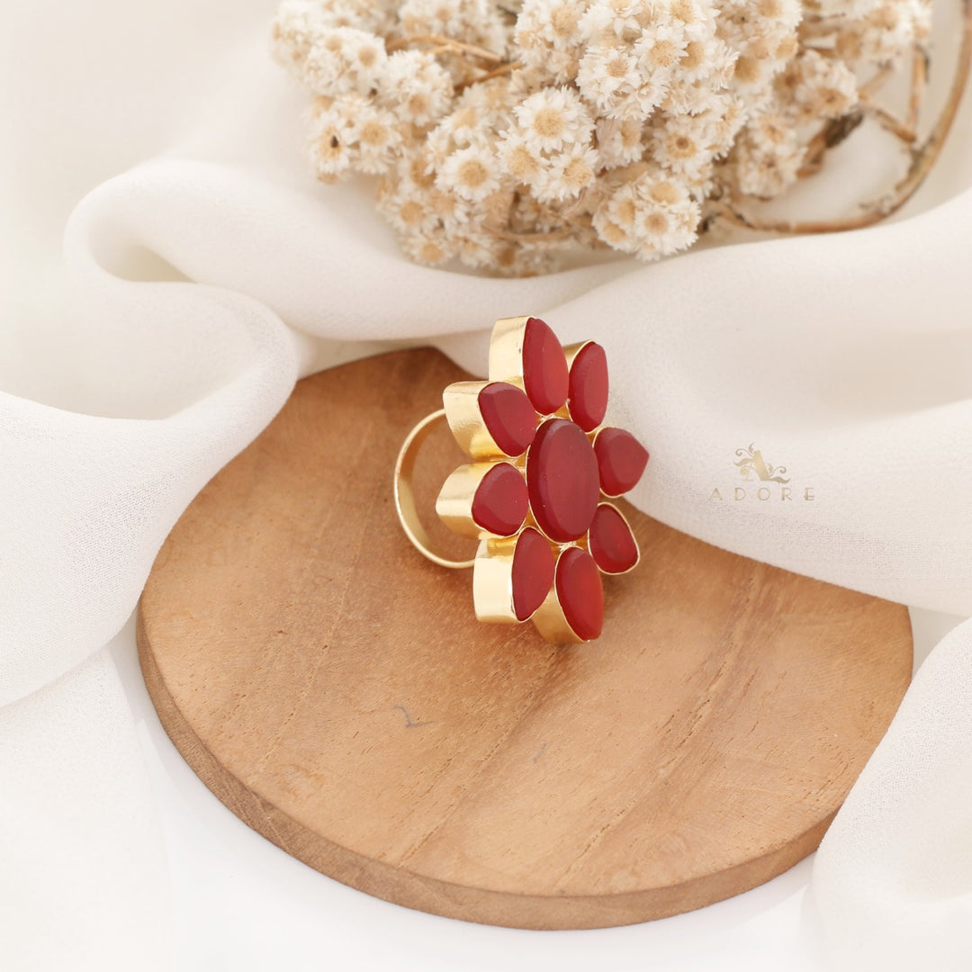 8 Petal Raw Stone Ring (Colour Option)