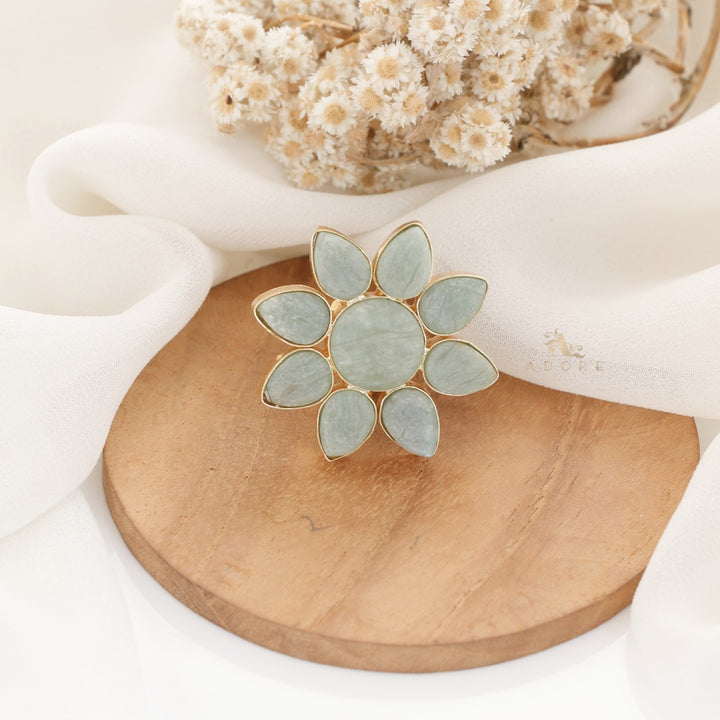 8 Petal Raw Stone Ring (Colour Option)