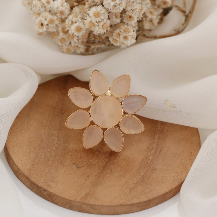 8 Petal Raw Stone Ring (Colour Option)
