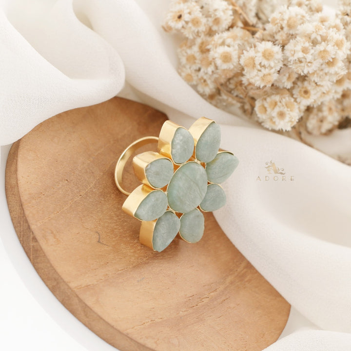8 Petal Raw Stone Ring (Colour Option)