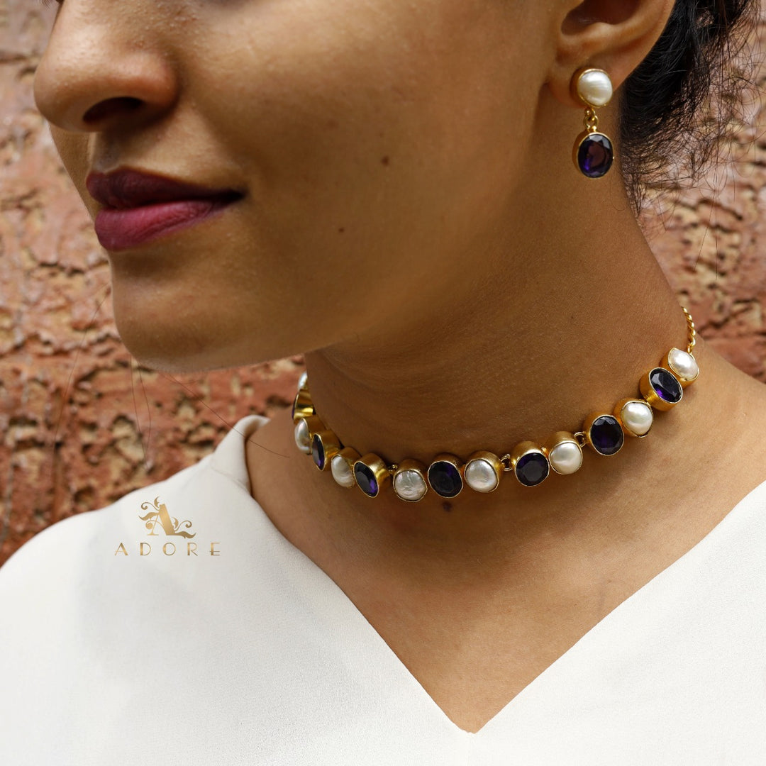 Elegant Baroque Pearl Choker With Earrings