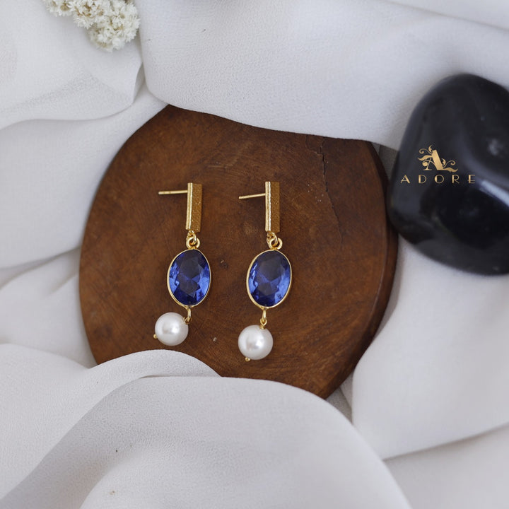 Likhas Oval Drop With Pearl Earring