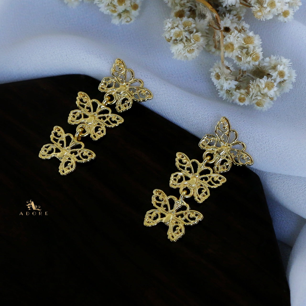 Golden 3 Papillon Earring