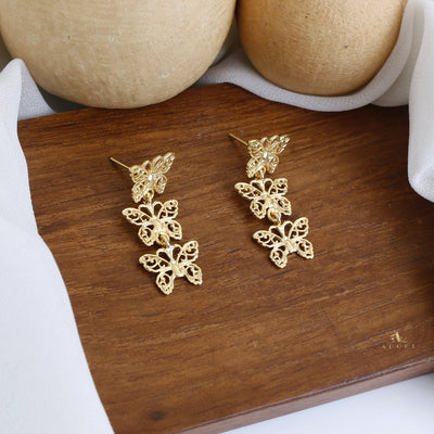 Golden 3 Papillon Earring