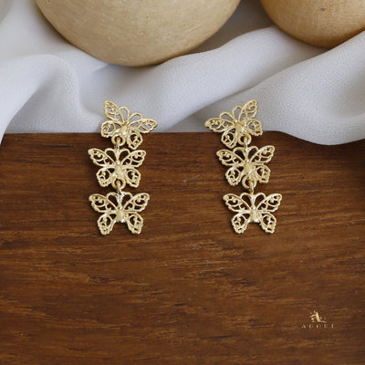 Golden 3 Papillon Earring