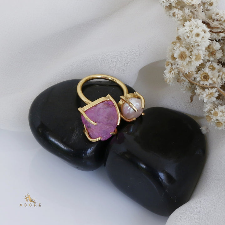 Eza Dyed Stone Plus Pearl Ring