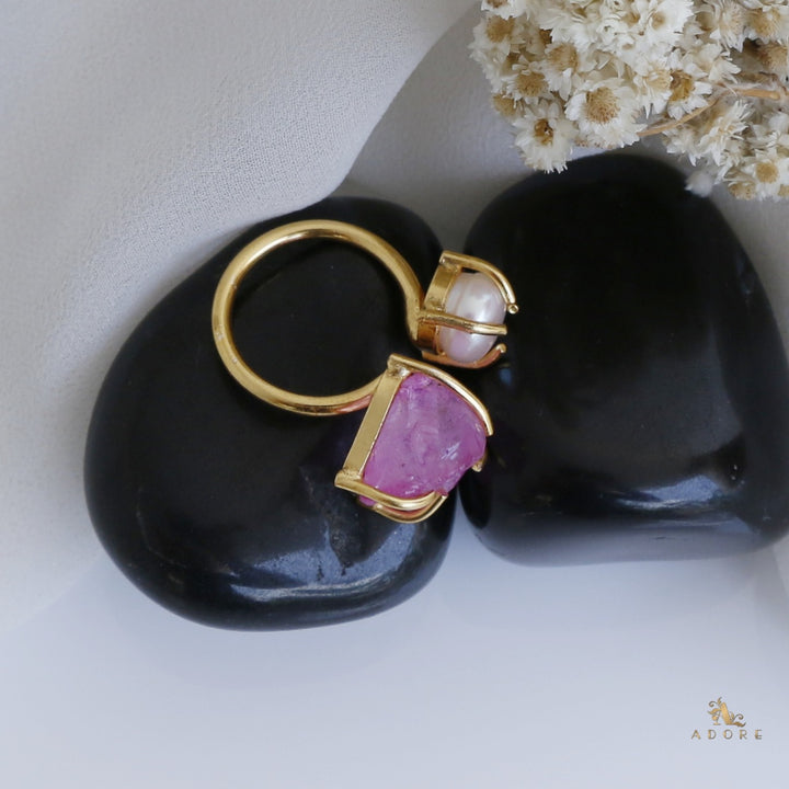 Eza Dyed Stone Plus Pearl Ring