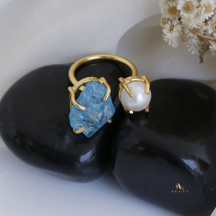 Eza Dyed Stone Plus Pearl Ring