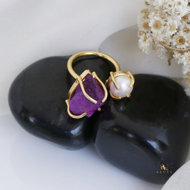Eza Dyed Stone Plus Pearl Ring