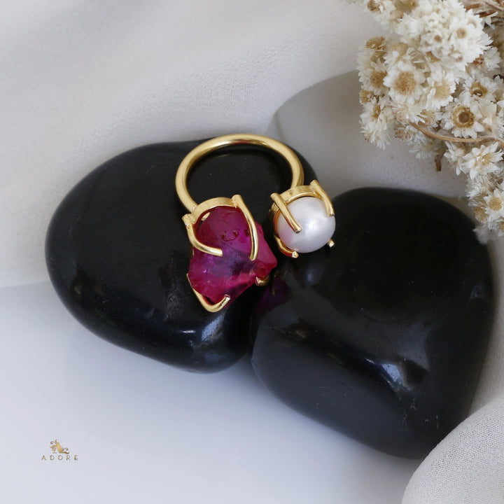 Eza Dyed Stone Plus Pearl Ring