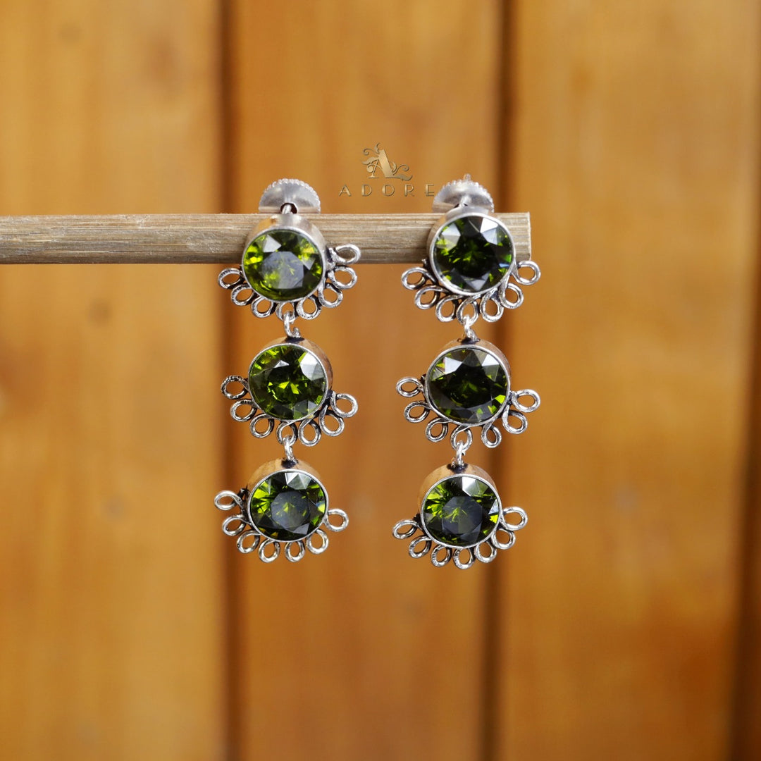 Tri Round Glossy Earring