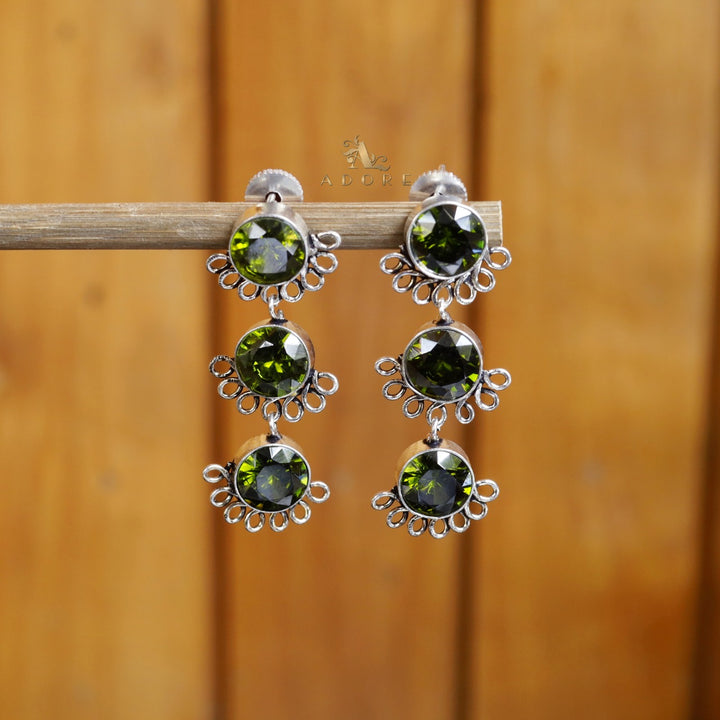 Tri Round Glossy Earring