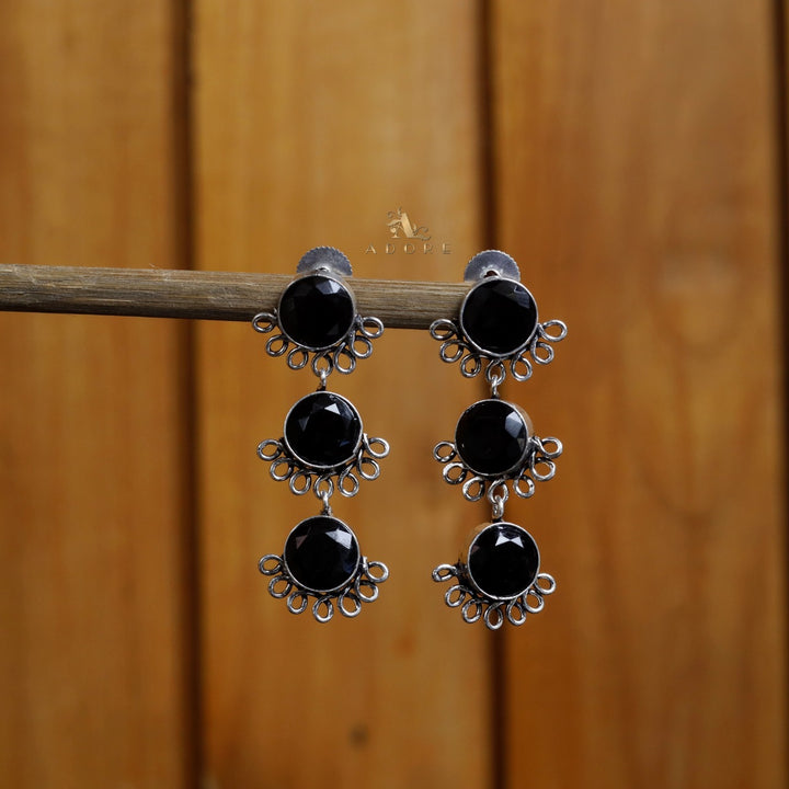 Tri Round Glossy Earring